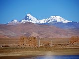 26 Zangla Peak Tsangla Ri With Ruins In Foreground From Friendship Highway Between Nyalam And Tingri Zangla Peak (6495m, also called Tsangla Ri) is visible to the north from the Friendship Highway between the Kailash road junction and Tingri, with more ruins in the foreground.